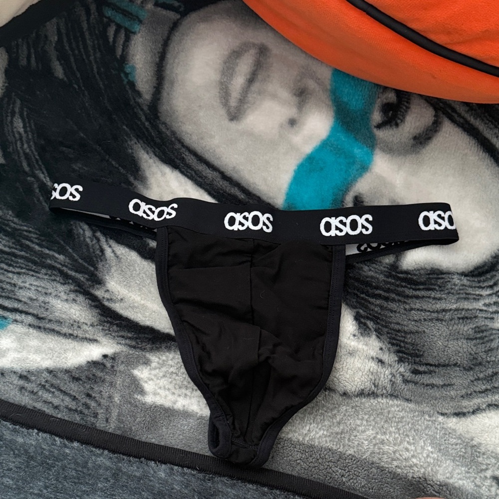 ASOS Black Thong with Branded Elastic Waistband
